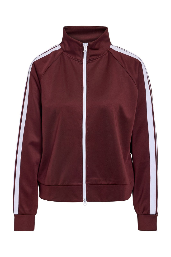 Noisy May - Nmjenna L/S High Neck Zipper - 4837290 Windsor Wine White Stripes