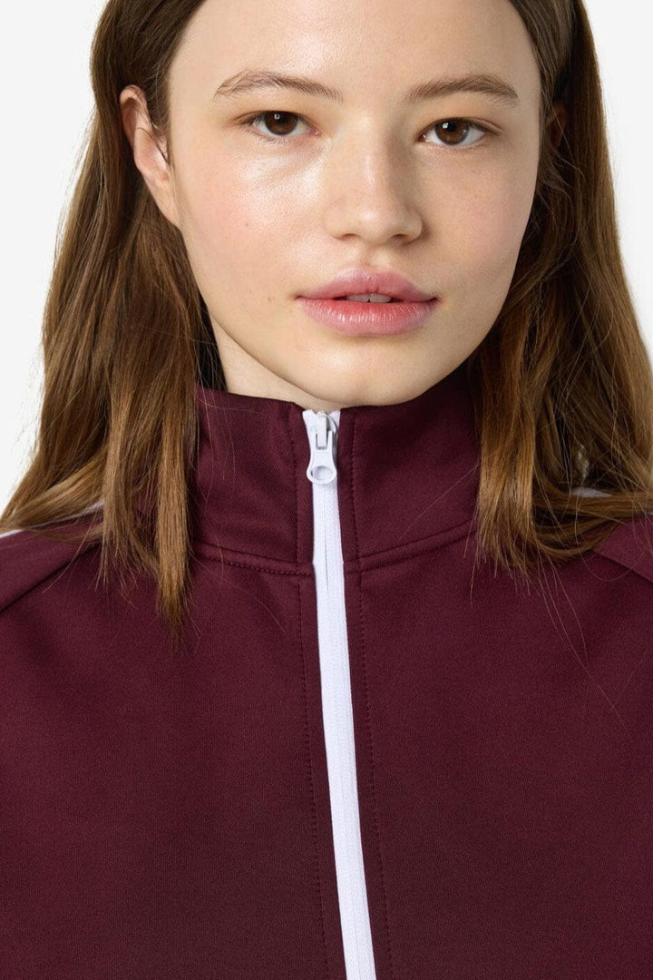Noisy May - Nmjenna L/S High Neck Zipper - 4837290 Windsor Wine White Stripes