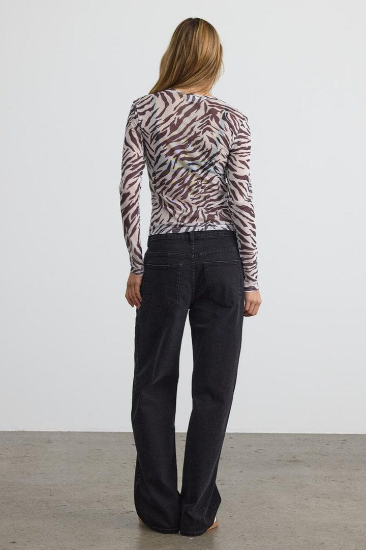 Noisy May - Nmjudith L/S Mesh Top Bg Fwd - 4608437 Black Zebra