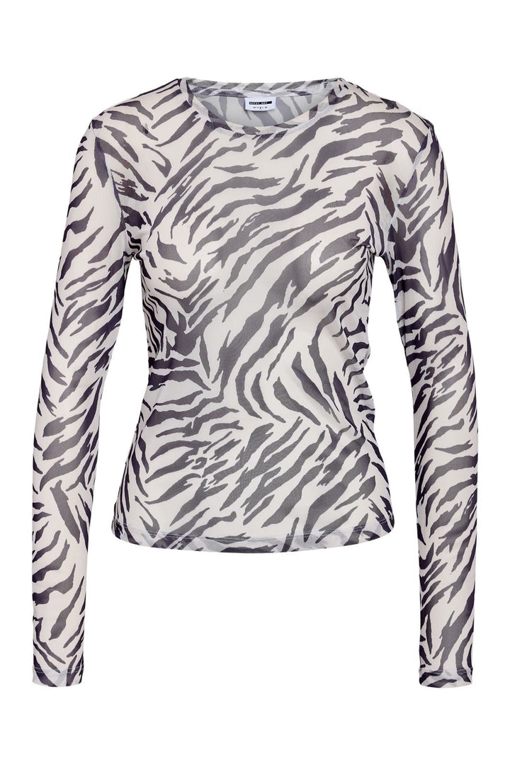 Noisy May - Nmjudith L/S Mesh Top Bg Fwd - 4608437 Black Zebra