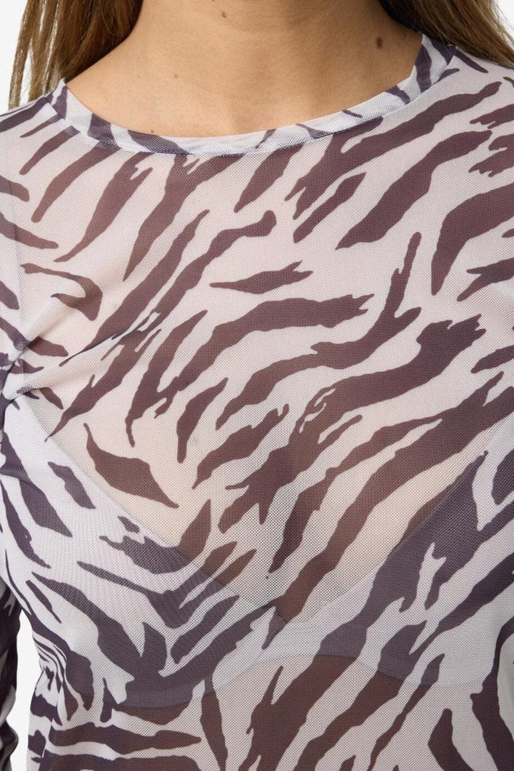 Noisy May - Nmjudith L/S Mesh Top Bg Fwd - 4608437 Black Zebra