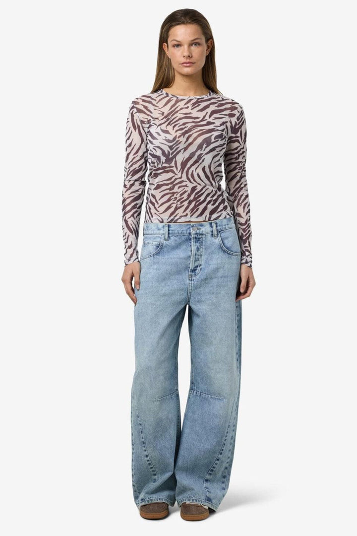 Noisy May - Nmjudith L/S Mesh Top Bg Fwd - 4608437 Black Zebra