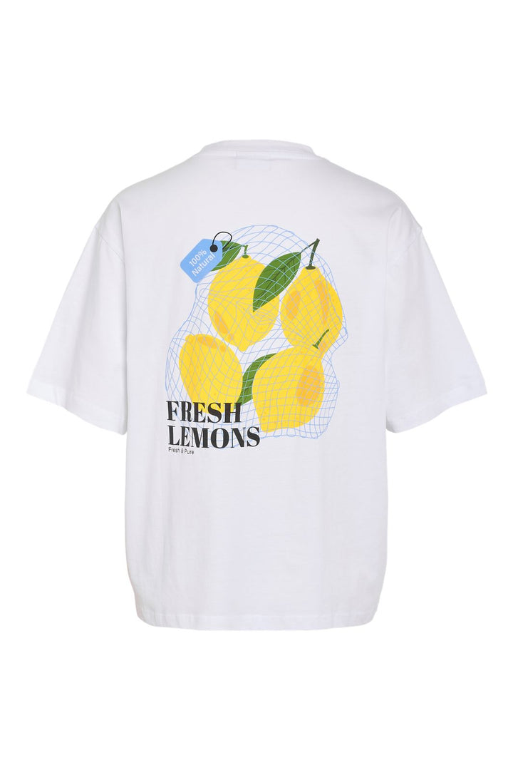 Forhåndsbestilling - Noisy May - Nmmillie S/S Lemon T-Shirt - 4881025 Bright White Lemon Bag