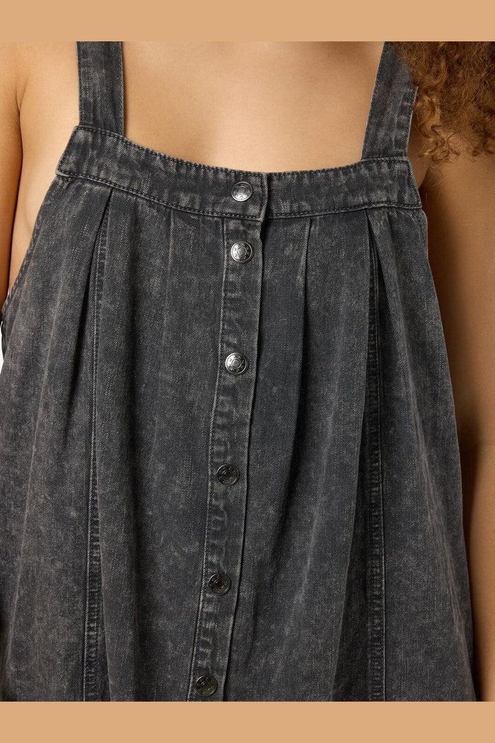 Noisy May - Nmoregon S/L Denim Acid Short Dress Bl - 4754961 Black Washed