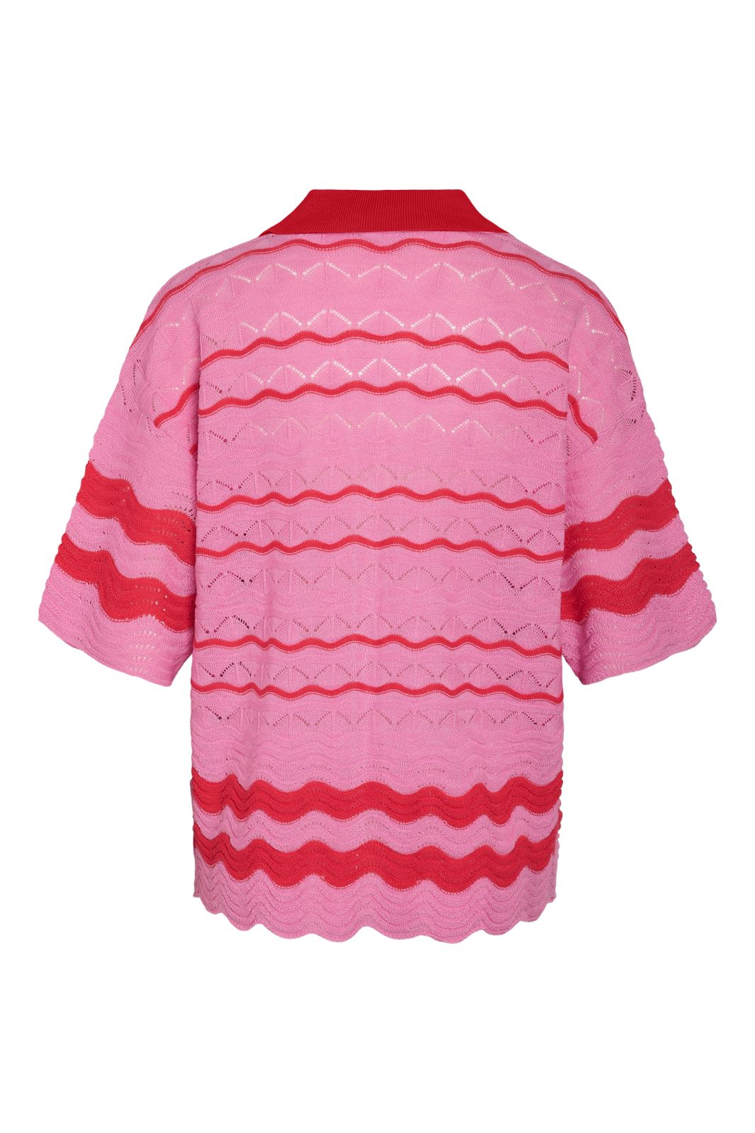 Noisy May - Nmsadie S/S Polo Knit Cardigan - 5058980 Begonia Pink Tomato