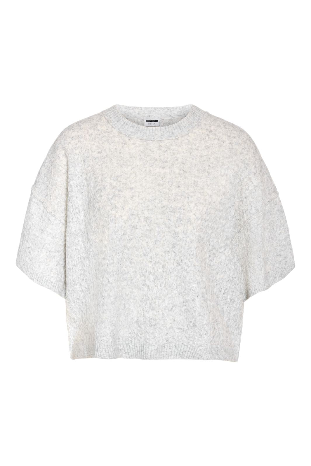 Noisy May - Nmsmilla S/S Cable Knit Top - 4923869 Light Grey Melange