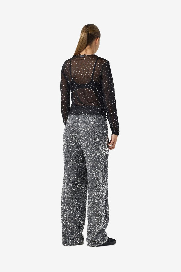 Noisy May - Nmstar Foil L/S High Neck Mesh Fwd - 4651141 Black Silver Glitter Stars