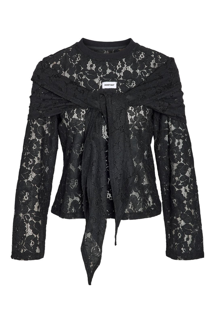 Noisy May - Nmvenna L/S Scarf Lace Top - 5264270 Black