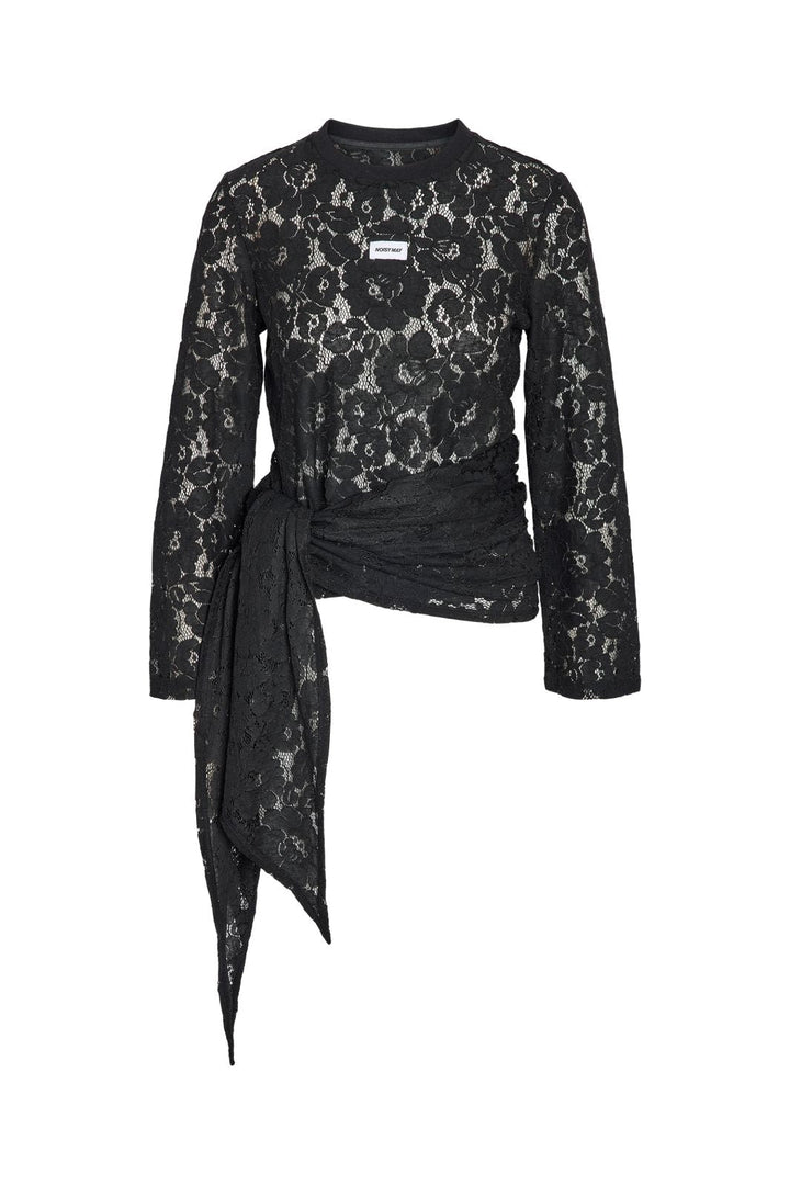 Noisy May - Nmvenna L/S Scarf Lace Top - 5264270 Black
