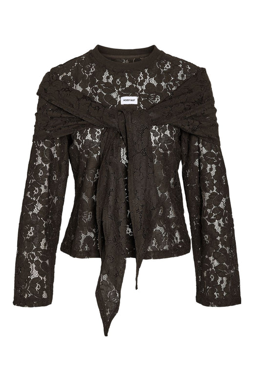 Noisy May - Nmvenna L/S Scarf Lace Top - 5264271 Demitasse