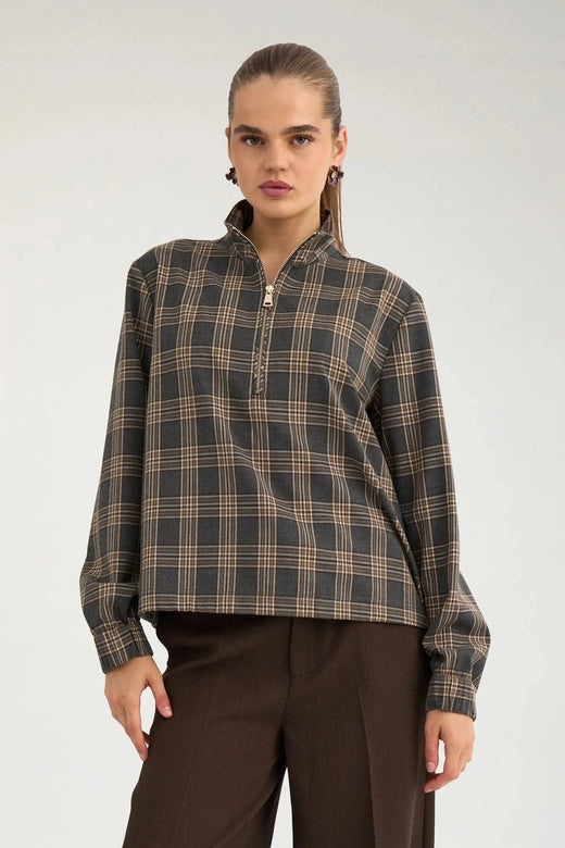 NüMph - Nukamala Zip Shirt 707524052600 - Dark Grey Melange Skjorter 