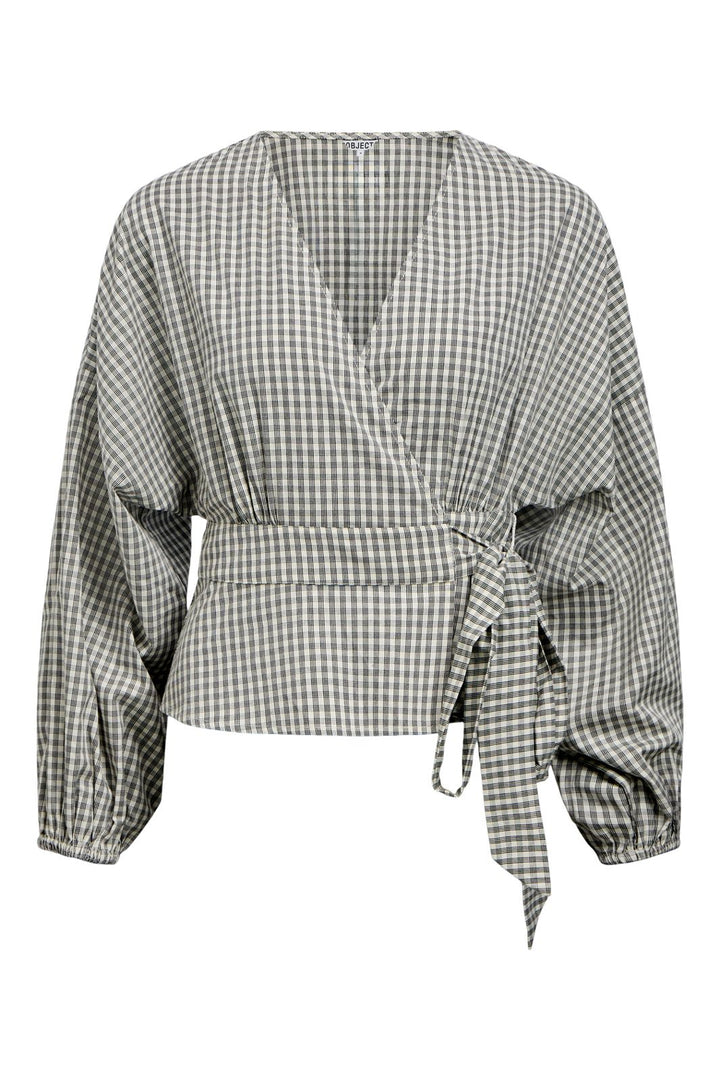 Object - Objanna Ls Wrap Top Tne 26 - 5165392 Cloud Dancer Black