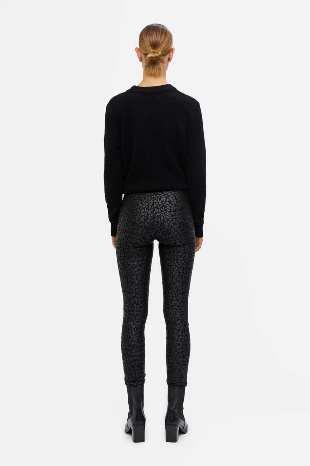 Object - Objbelle Coated Leggings - Black/Animal Bukser 