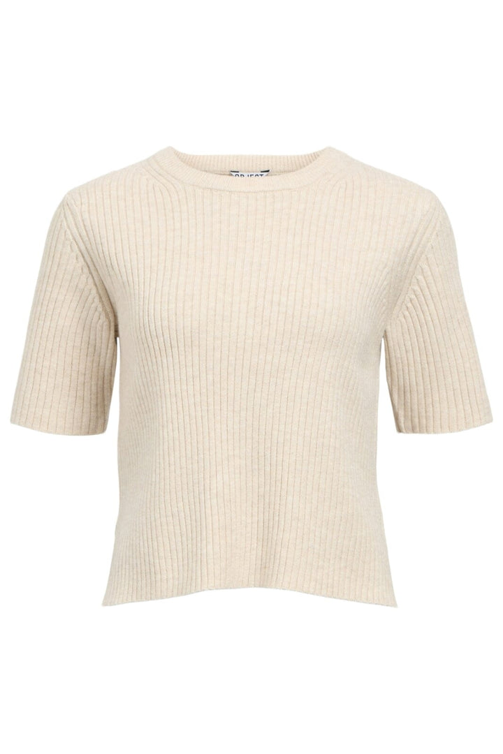 Object - Objelva 2/4 Re O-Neck Knit - 4788924 Humus White Sand Melange