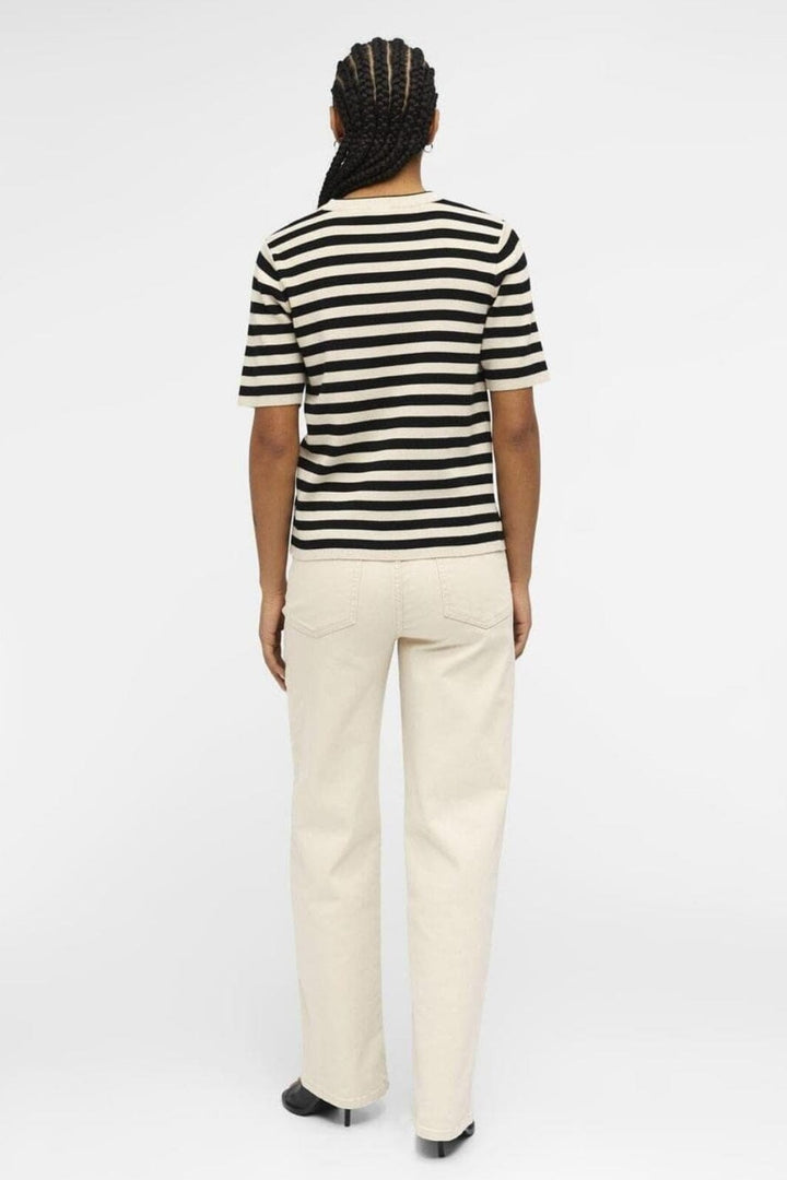 Object - Objester S/S New Knit Pullover - 4478018 Sandshell Black