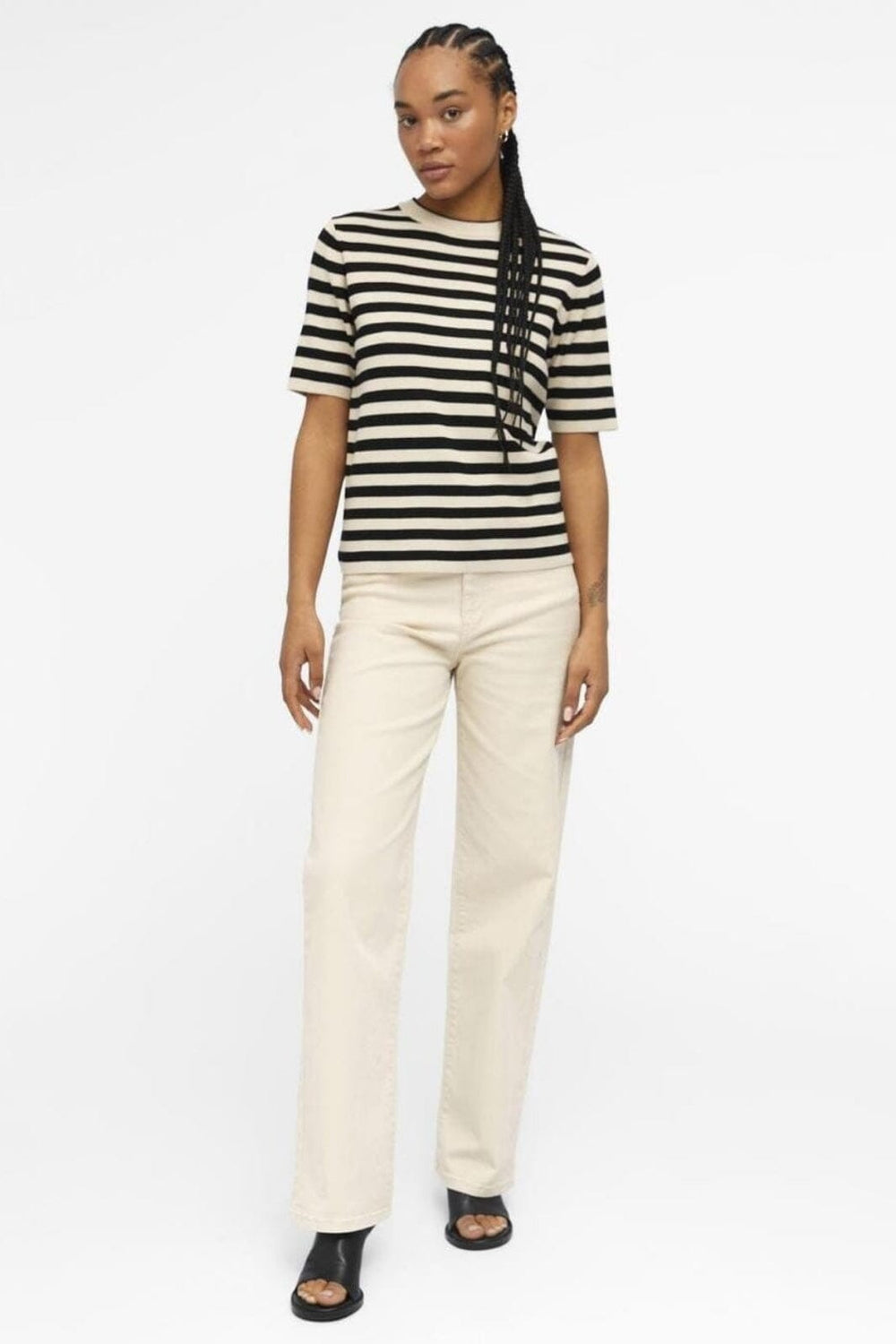 Object - Objester S/S New Knit Pullover - 4478018 Sandshell Black