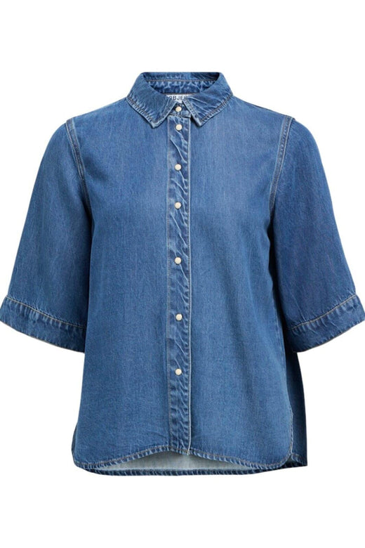 Object - Objframe 2/4 Re Denim Top - 4706105 Medium Blue Denim Skjorter 