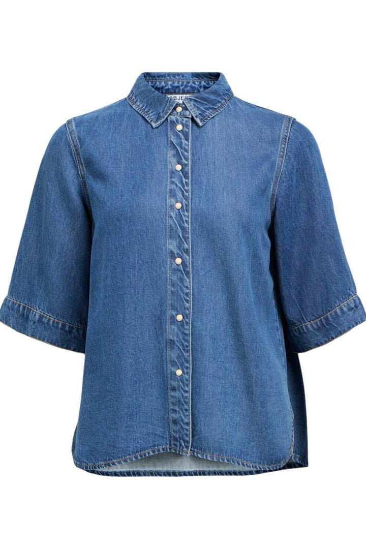 Object - Objframe 2/4 Re Denim Top - 4706105 Medium Blue Denim Skjorter 