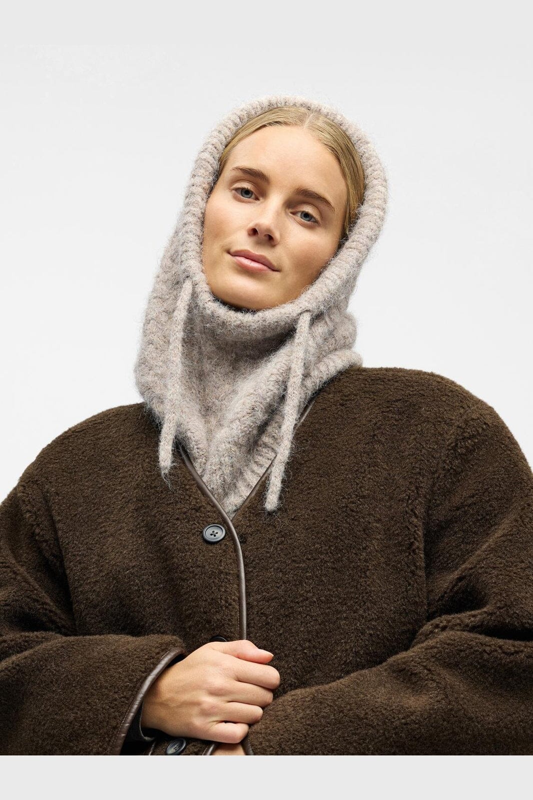 Object - Objmilu Cable Knit Balaclava - 4659614 Humus