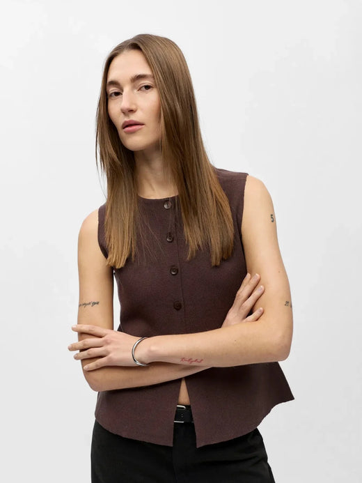 Object - Objreynard Re Knit Vest - 4927200 Seal Brown Veste 