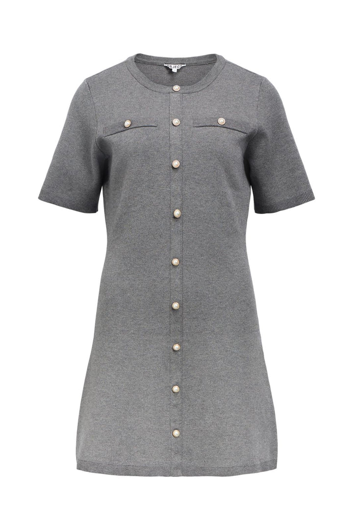 Object - Objreynard S/S Knit Re Dress - 4979977 Medium Grey Melange Mop