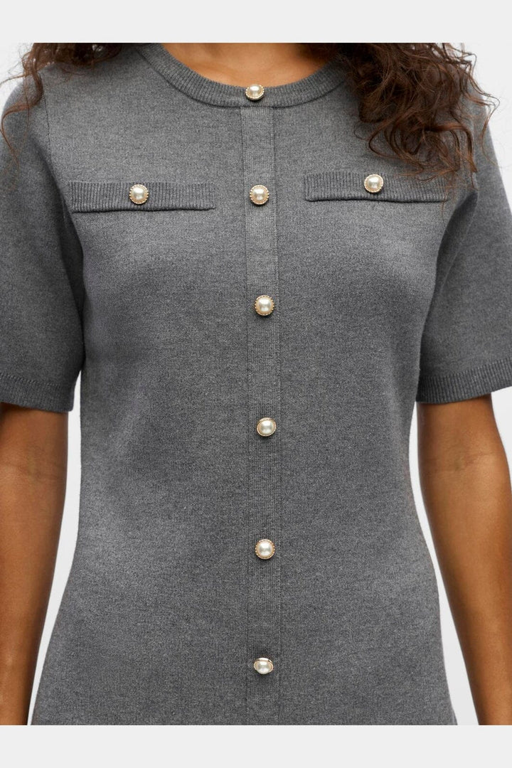 Object - Objreynard S/S Knit Re Dress - 4979977 Medium Grey Melange Mop