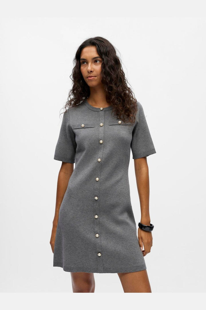 Object - Objreynard S/S Knit Re Dress - 4979977 Medium Grey Melange Mop