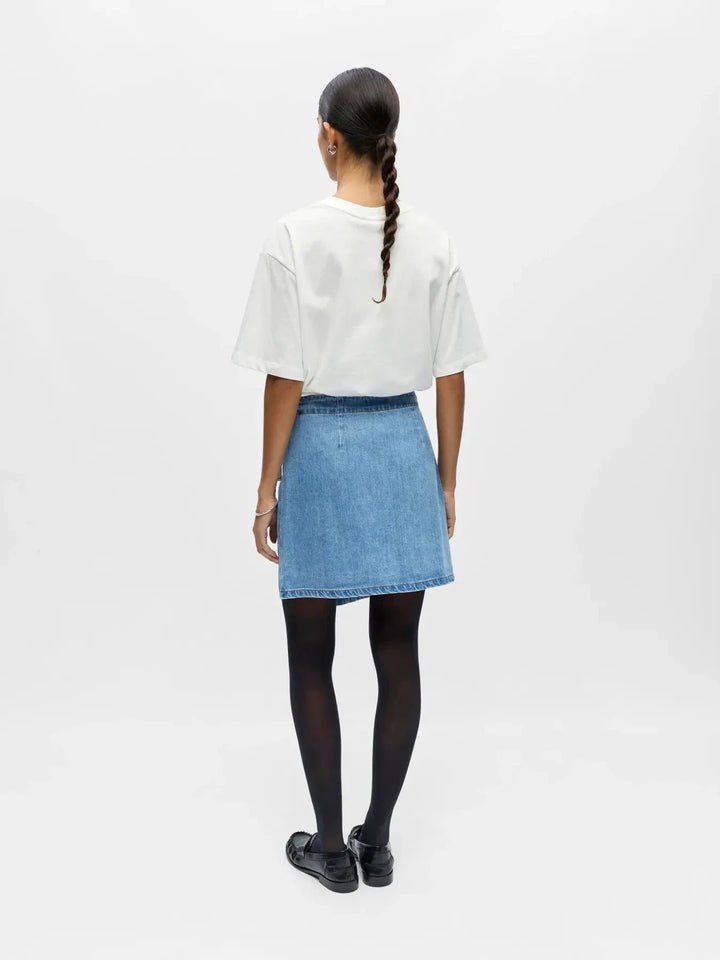 Object - Objrosie Denim Short Wrap Skirt - 4968519 Light Blue Denim Nederdele 