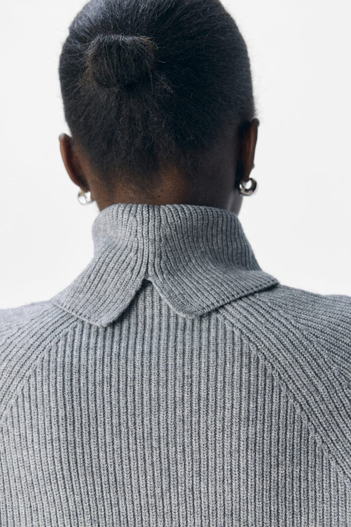 Object - Objviola Ls Lo Rollneck Knit - 4789500 Medium Grey Melange Strikbluser 