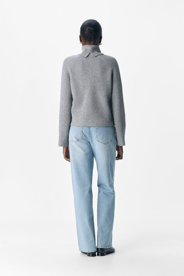 Object - Objviola Ls Lo Rollneck Knit - 4789500 Medium Grey Melange Strikbluser 