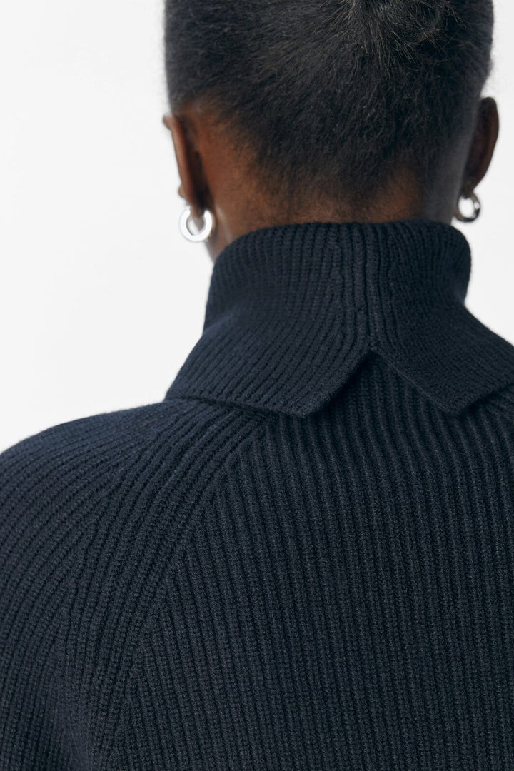 Object - Objviola Ls Lo Rollneck Knit - 4803559 Black Strikbluser 
