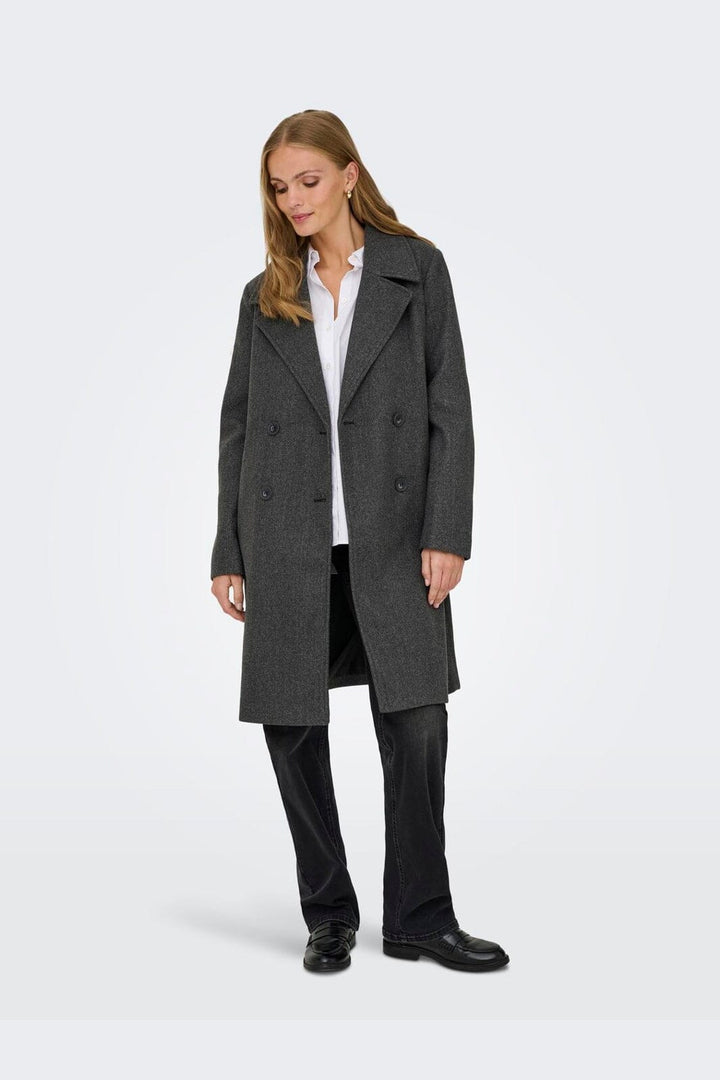 Only - Onladina Long Coat Cc - 4852110 Dark Grey Melange