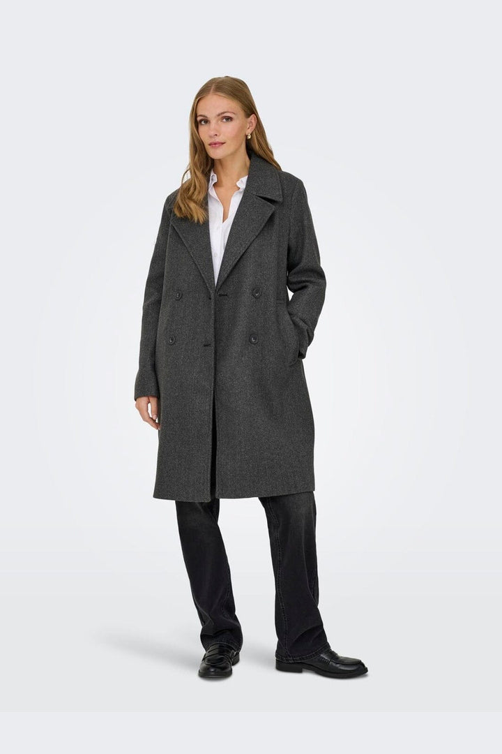 Only - Onladina Long Coat Cc - 4852110 Dark Grey Melange