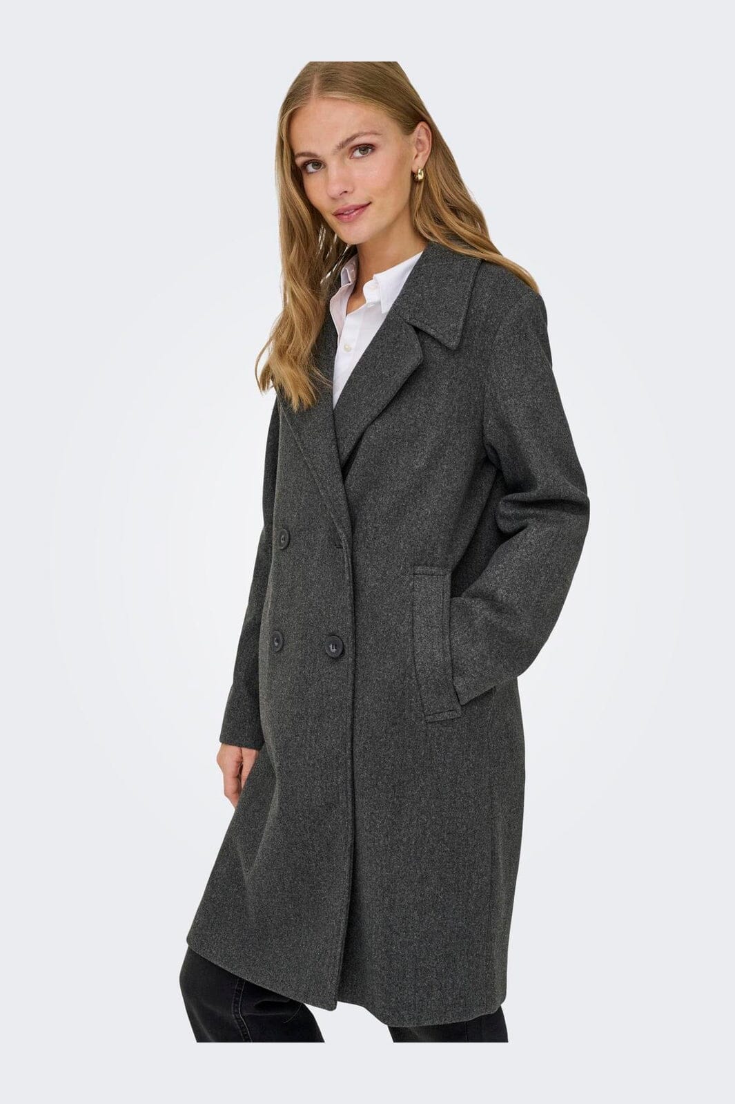 Only - Onladina Long Coat Cc - 4852110 Dark Grey Melange
