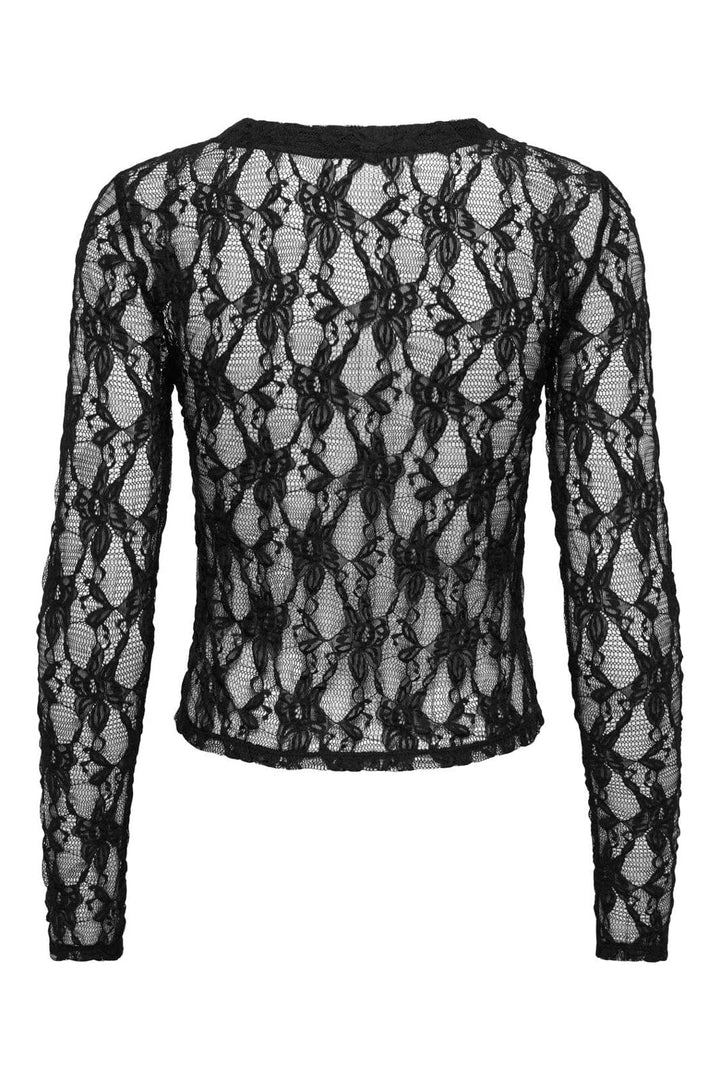 Only - Onlalba L/S V-Neck Lace Top - 5026790 Black Only Stores Buttons