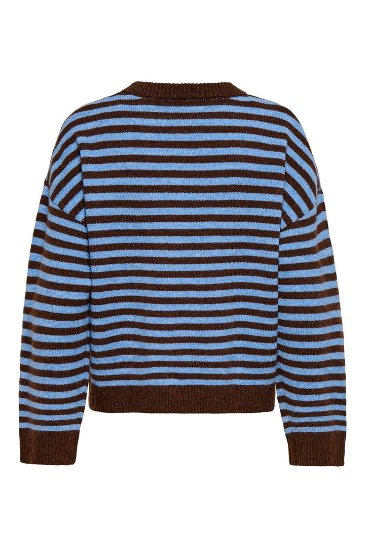 Only - Onlalivia Ls O-Neck Stripe Nca Knt - 5124909 Downtown Brown Campanula