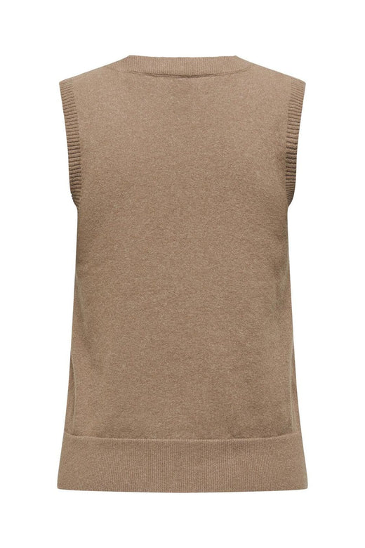 Only - Onlama Life Sl V-Neck Vest Cc Knt - 4885862 Toasted Coconut Melange