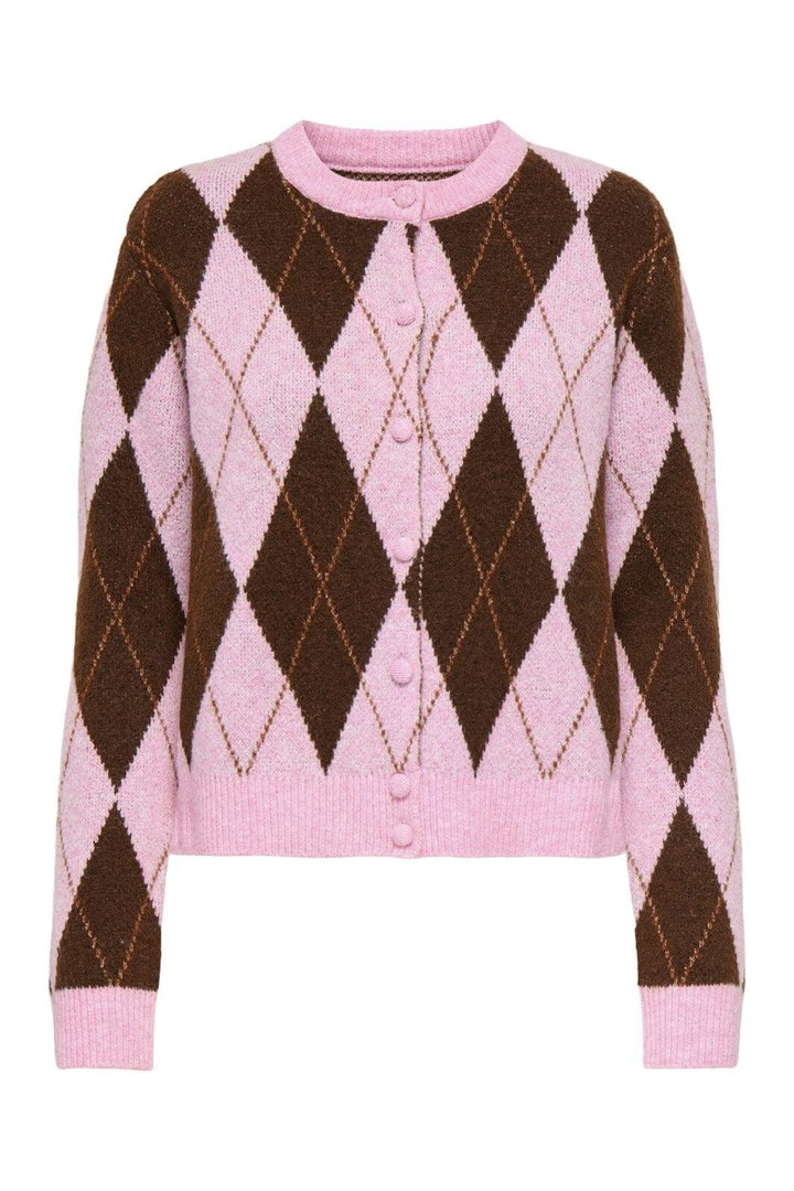 Only - Onlannika Life Ls O-Neck Cardi Knt - 5011508 Sea Pink Zinfandel/Gingerbread/Melange