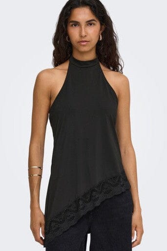 Only - Onlaria S/L Halterneck Lace Top - 5128378 Black Toppe 