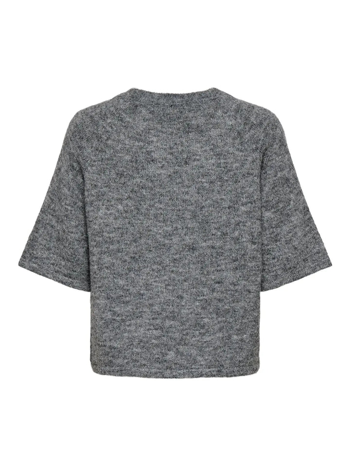 Only - Onlazu 2/4 Raglan O-Neck Knt - 4895121 Dark Grey Melange Strikbluser 