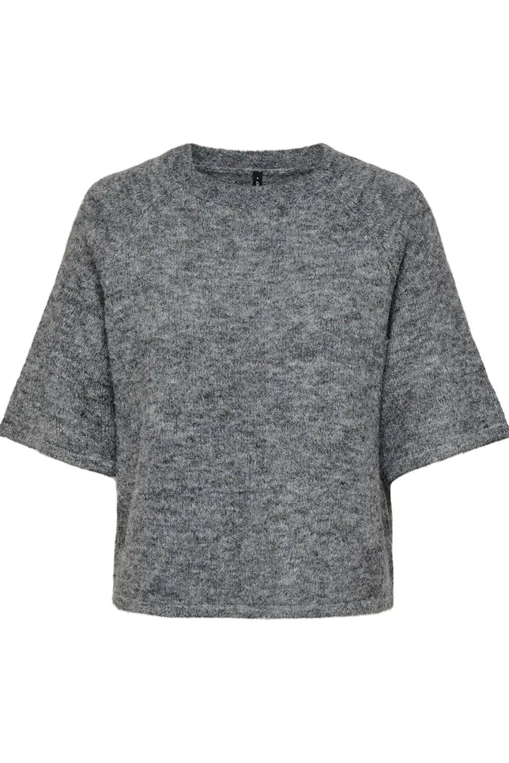 Only - Onlazu 2/4 Raglan O-Neck Knt - 4895121 Dark Grey Melange Strikbluser 