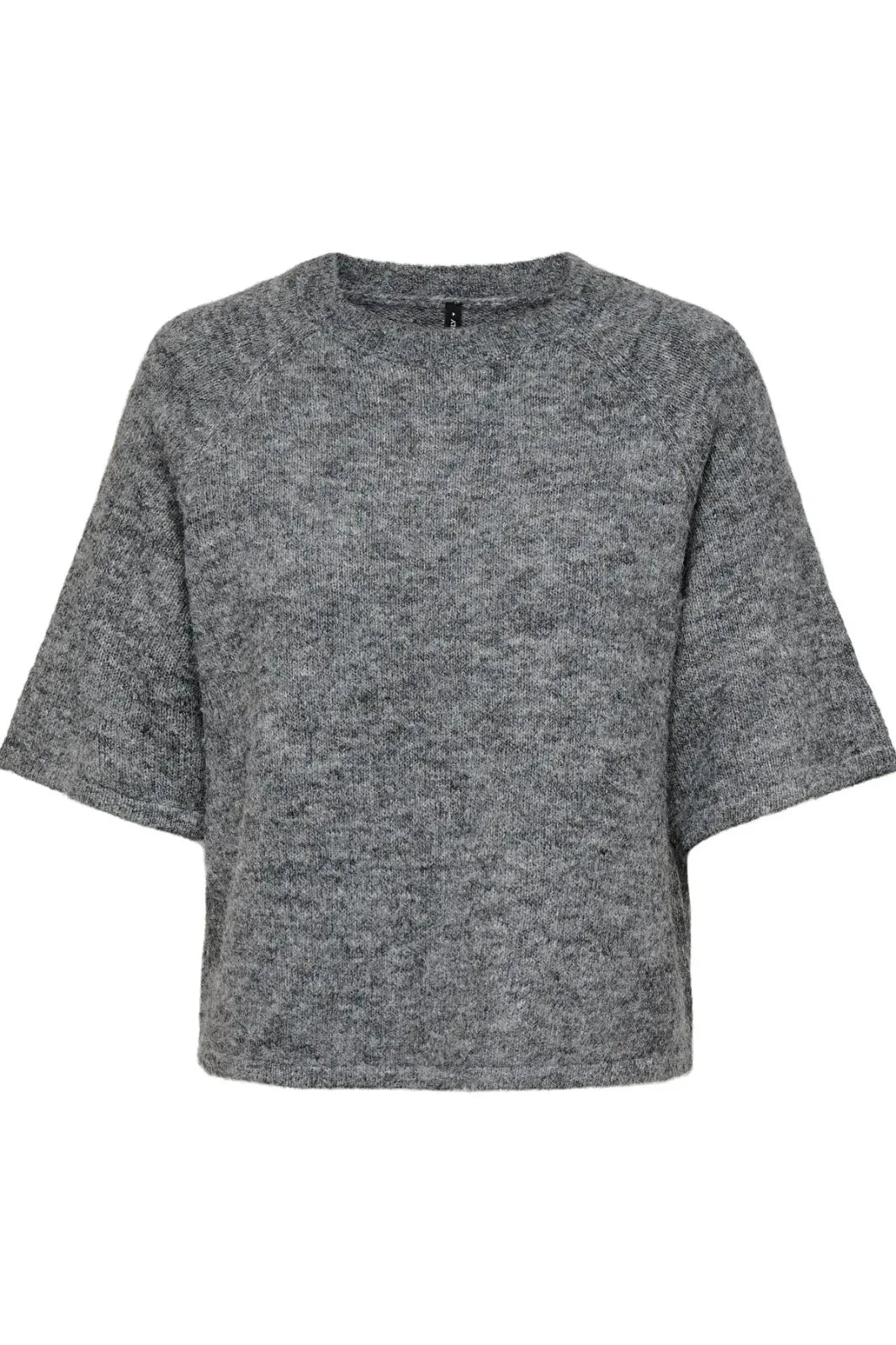 Only - Onlazu 2/4 Raglan O-Neck Knt - 4895121 Dark Grey Melange Strikbluser 