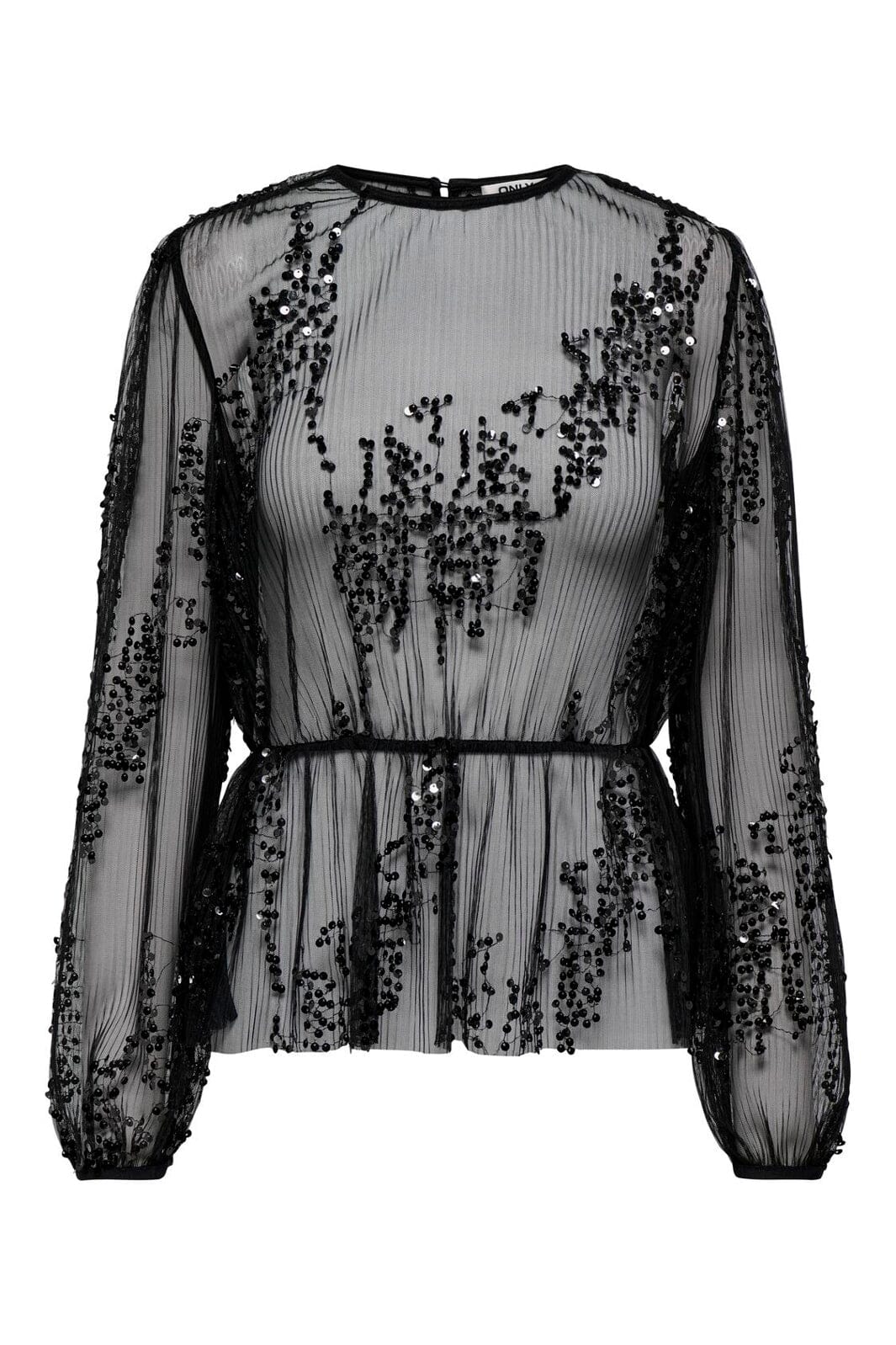 Only - Onlblair Plisse Sequins Ls Top - 5018946 Black