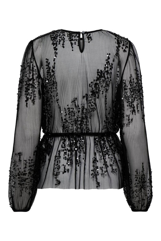 Only - Onlblair Plisse Sequins Ls Top - 5018946 Black