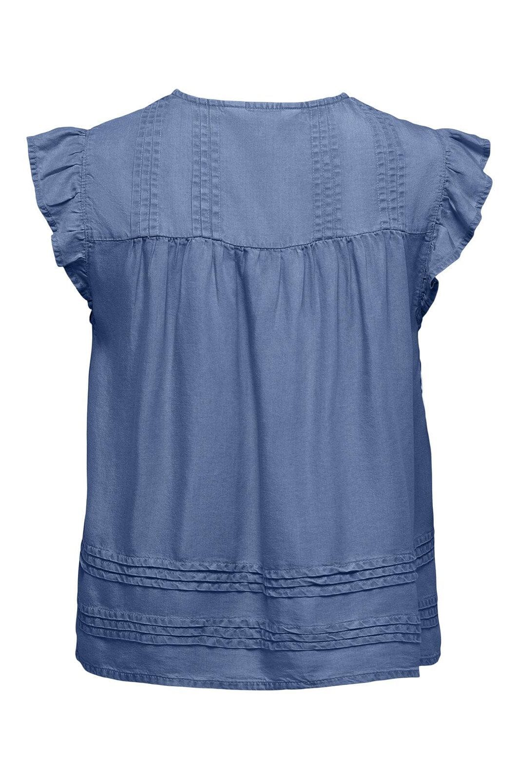 Only - Onlcharis Life Sl Tie Neck Top Cc - 4977087 Medium Blue Denim
