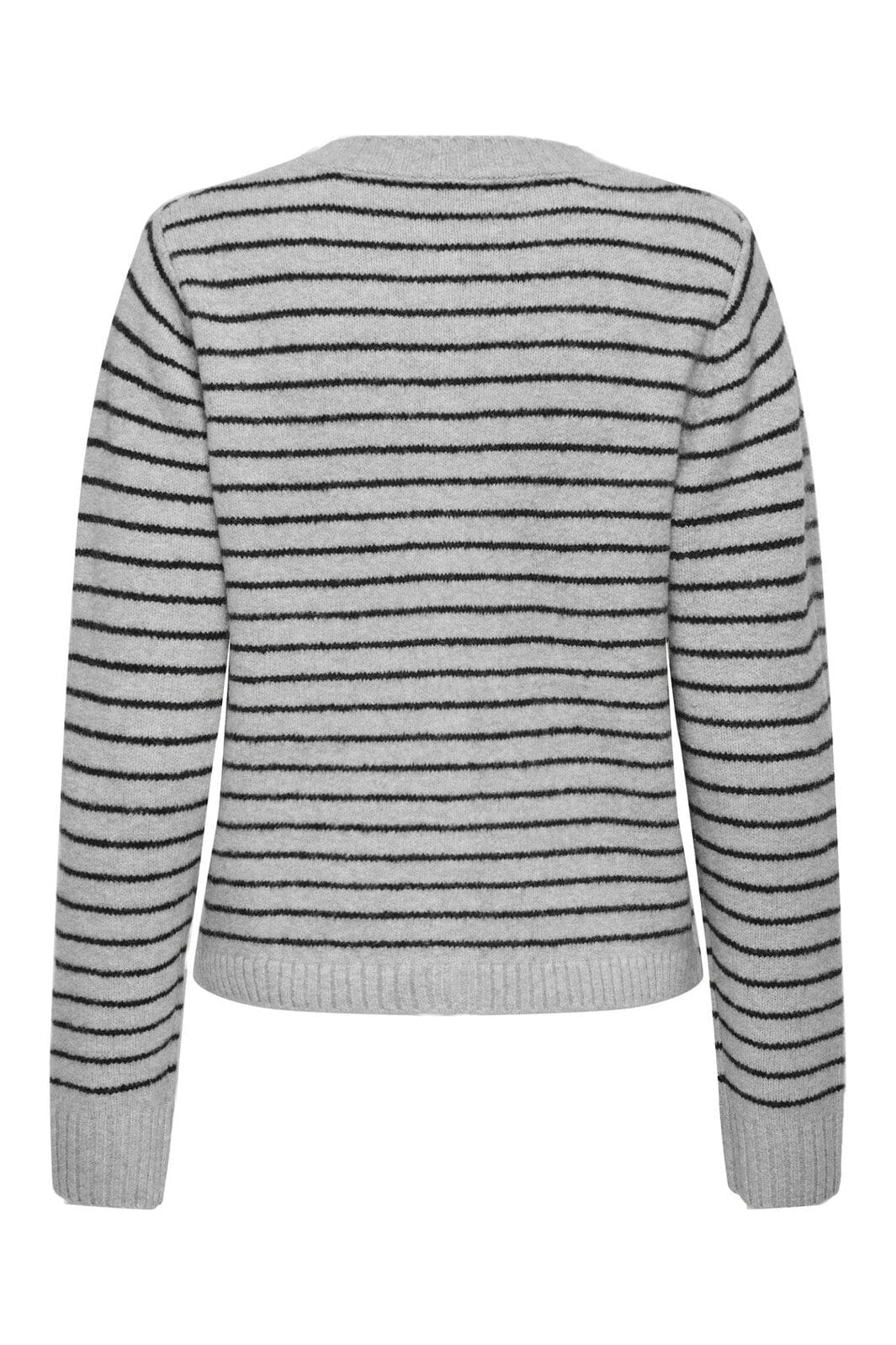 Only - Onlchester Life Ls Stripe Cardi Cc Knt - 4959097 Light Grey Melange Black/Silver Button