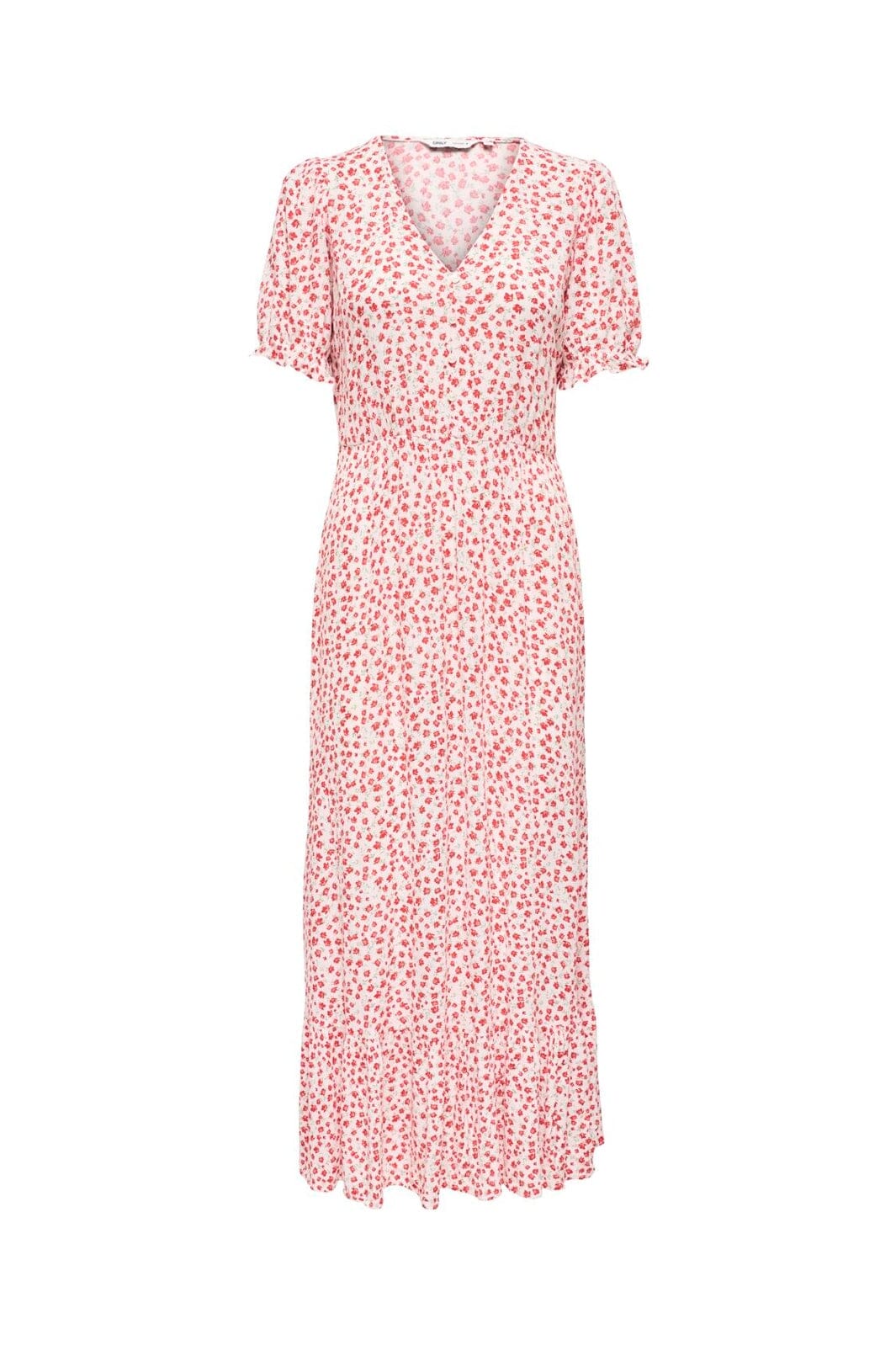 Only - Onlchianti S/S Long Dress - 4792683 Cloud Dancer Red Lucy Flower