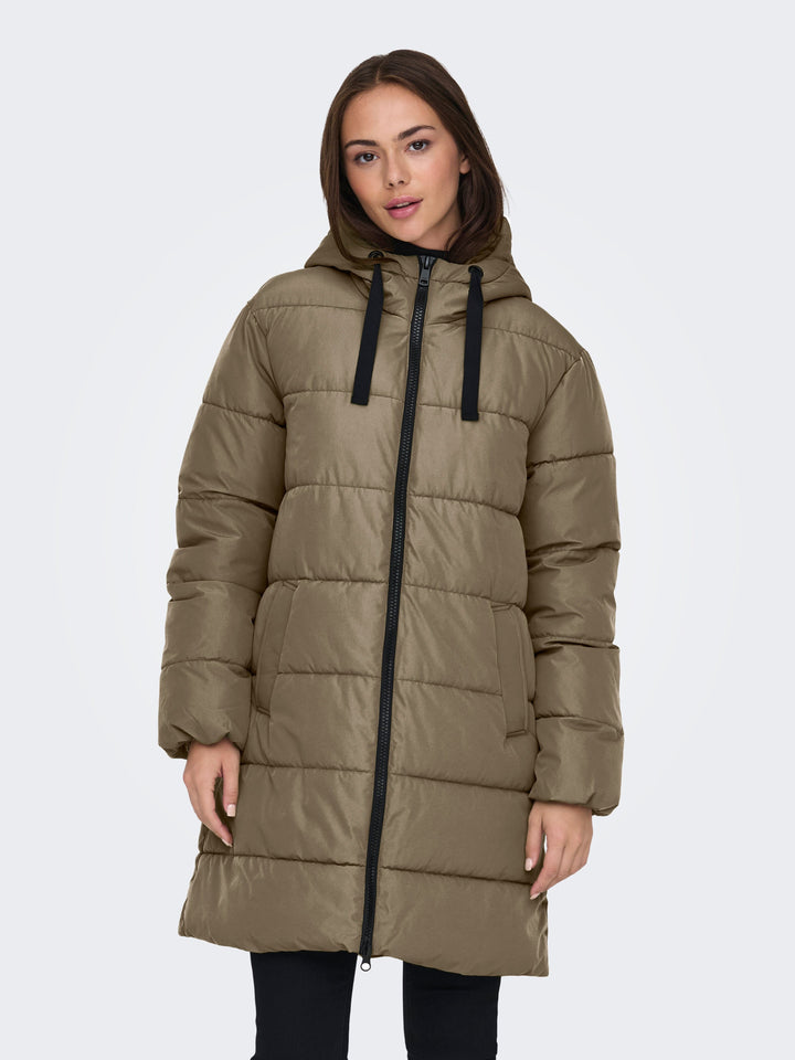 Only - Onlclair Puffer Hood Coat Cc - 4780666 Stone Gray Jakker 