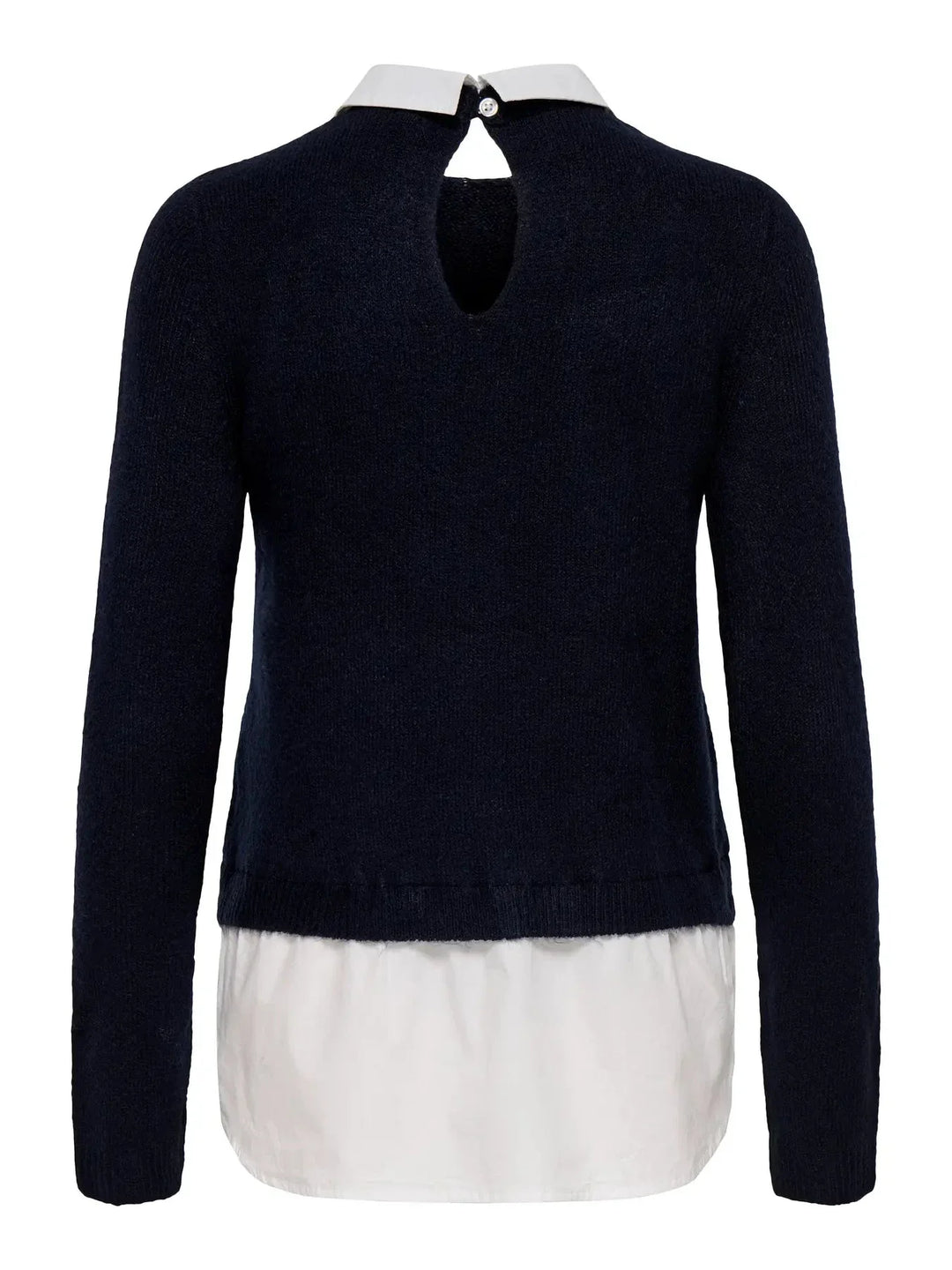 Only - Onldolly Ls Woven Mix Pearl Pull Cc Knt - 4854038 Night Sky W. Cloud Dancer Woven Mix Strikbluser 