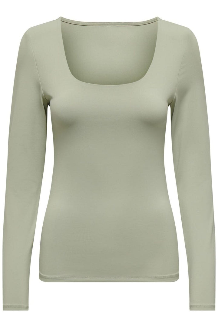 Only - Onlea L/S 2-Way Deep Neck Top - 4597726 Desert Sage Toppe 